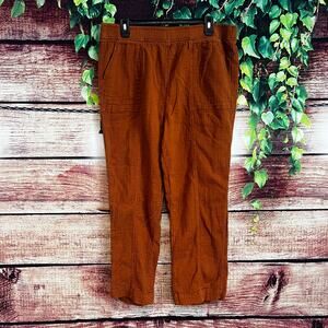 Wonderly Pants Womens XL Burnt Orange Crinkle Wide Leg Elastic Waist Lounge